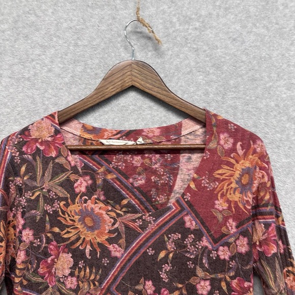 Soft Surroundings Womens Sz M Boho Tunic Top V-Neck Pullover Floral Long Sleeve - Picture 3 of 10